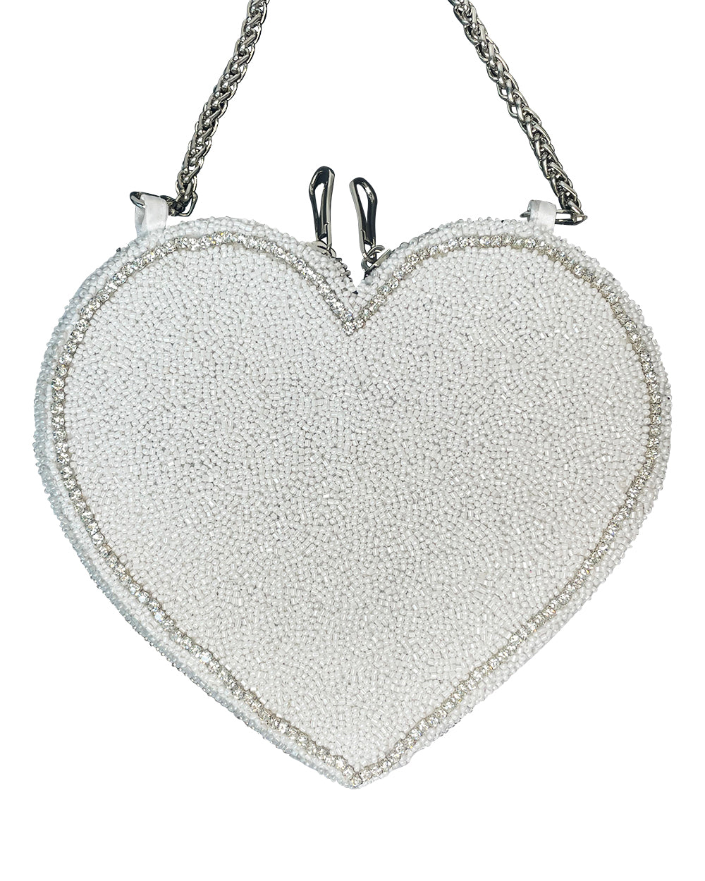 HEART BRIDAL BAG WHITE AND DIAMONTE